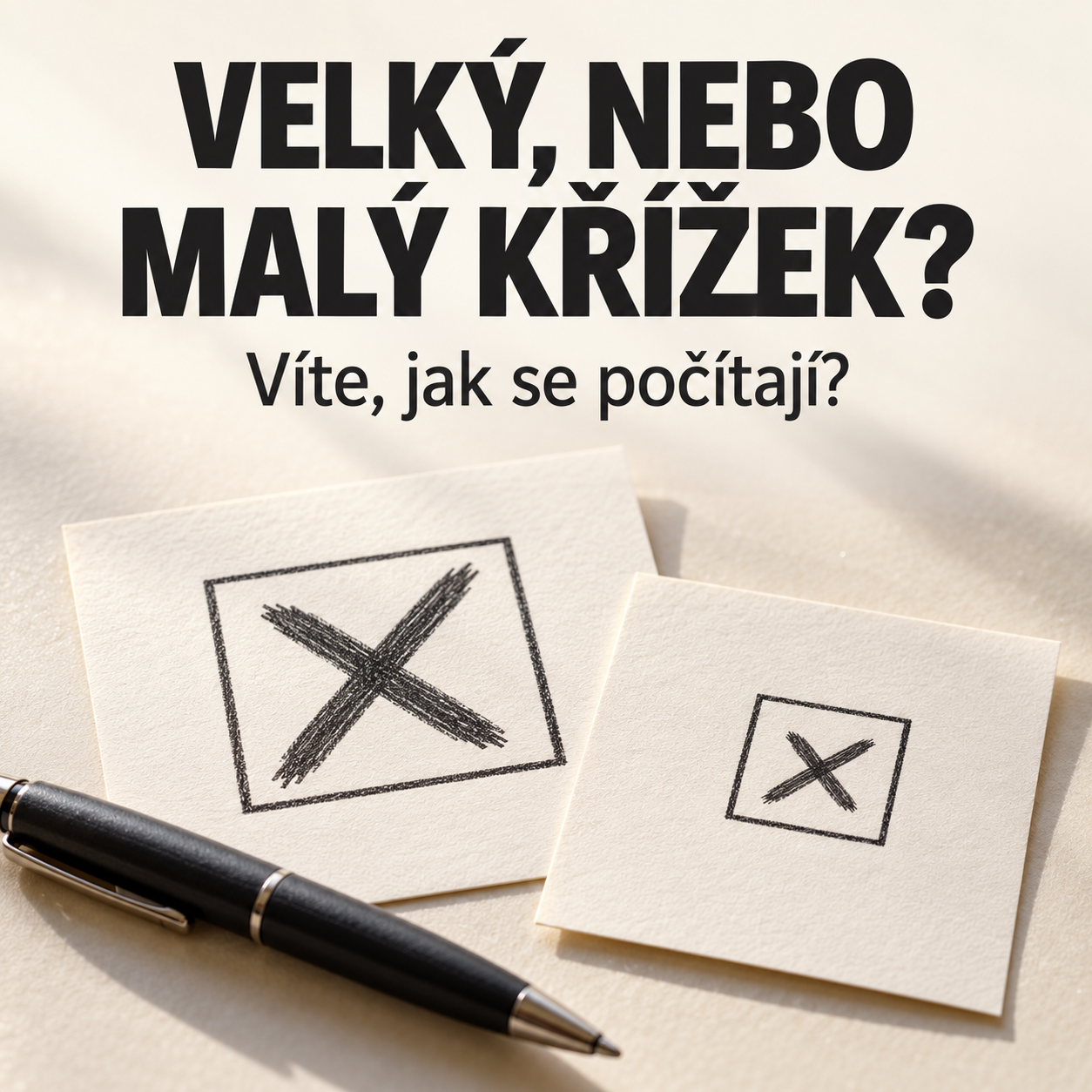 Velký a malý křížek na kartách: názorný obrázek k rozdílným způsobům hlasování